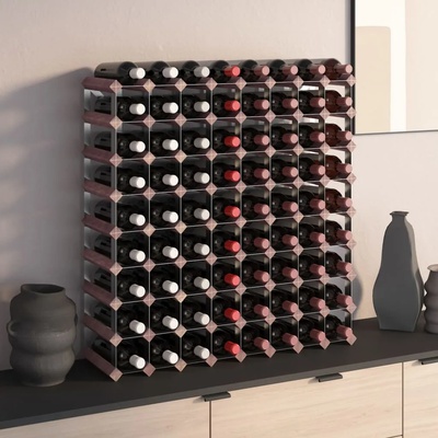 vidaXL Стойка за вино за 72 бутилки, кафява, бор масив (340894)