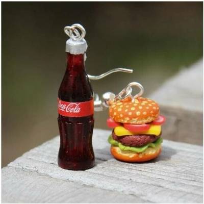 CircusMind náušnice hamburgery s colou S1561
