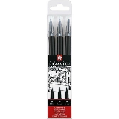 Sakura PIGMA PEN sada per 2x0,3 mm a 1x0,7 mm, černé