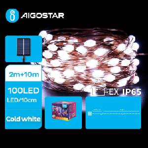 Aigostar - Соларна LED гирлянда 100xLED/8 функции 12m IP65 студено бяло (AI1187)