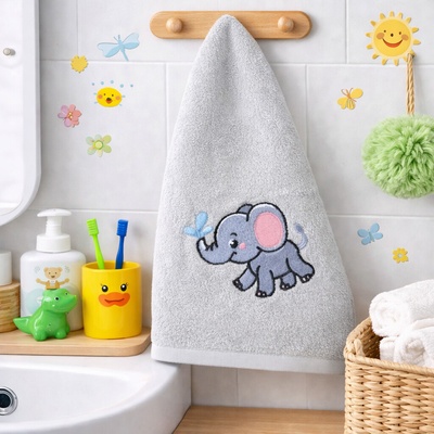 Evenit detský uterák LILI 66 sivý so sloníkom sivá 30 x 50 cm