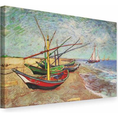 Obraz na plátne FISHING BOATS ON THE BEACH AT SAINTS-MARIES – Vincent van Gogh R - 50x40 cm