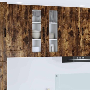 vidaXL Стенен стъклен шкаф PORTO Опушен дъб 60 x 31 x 80 см (885440)
