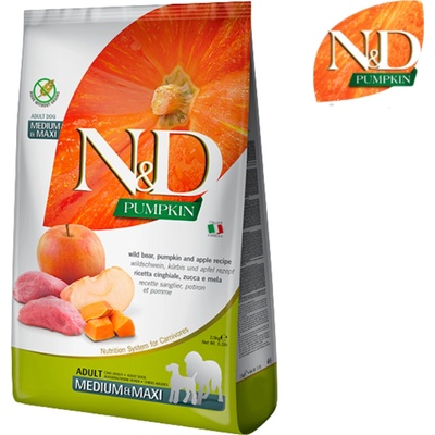 N&D Pumpkin Dog Adult Medium & Maxi Grain Free Boar Pumpkin & Apple 12 kg