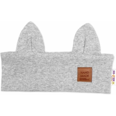 Baby Nellys čelenka Cat s úškami pre deti Hand Made - šedý melír