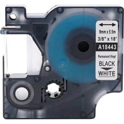 KOMPATIBILNÍ PÁSKA DYMO 18443 S0718580 BÍLÁ/ČERNÝ TISK, VINYLOVÁ, 9mm
