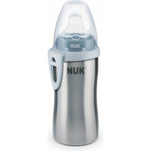 Nuk Шише със силиконов накрайник Nuk - Active Cup, 12m+, с термоефект, 215 ml, синьо (old- 10255328-син)