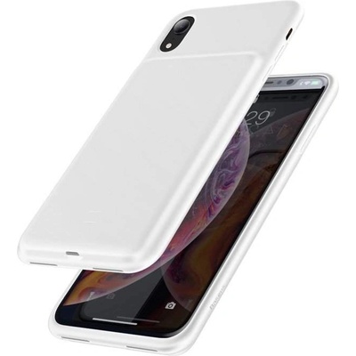 Baseus Liquid Silicone Smart Back Clamp Power Supply 3900mAh - силиконов кейс с вградена батерия за iPhone XR (бял)
