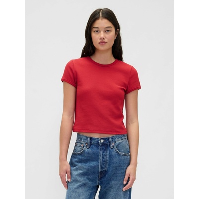 GAP Скъсена тениска с вафелен десен GAP GAP | Cherven | ЖЕНИ | XXS