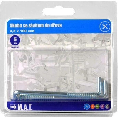 M.A.T. GROUP skoba se závitem do dřeva 100x4,8mm Zn (5ks)