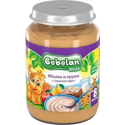 Bebelan Млечна каша Bebelan Puree - Ябълки, круши и овесени ядки, 190 g (18691)