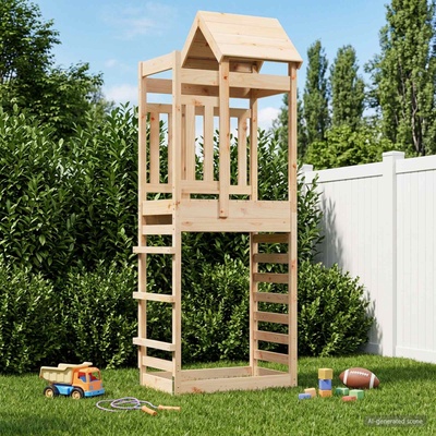 vidaXL Игрална кула Кафяво 52, 5 x 85 x 238 см Солидно борово дърво (3417205)