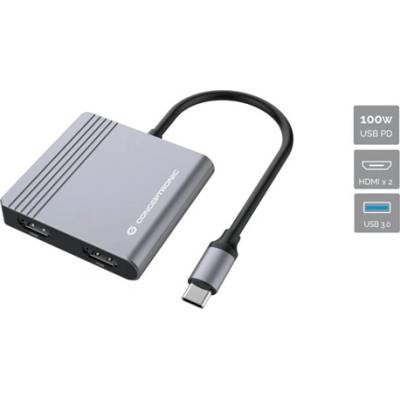 Conceptronic Notebook Dock - DONN13G (USB-C към 2xHDMI+USB-C PD: 100W+USB-A, сребрист) (DONN13G)