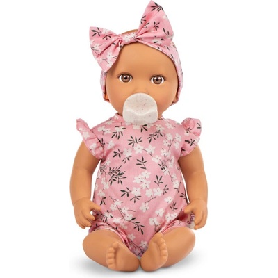 LullaBaby Bábika 35 cm v overale s čelenkou Floral Pink