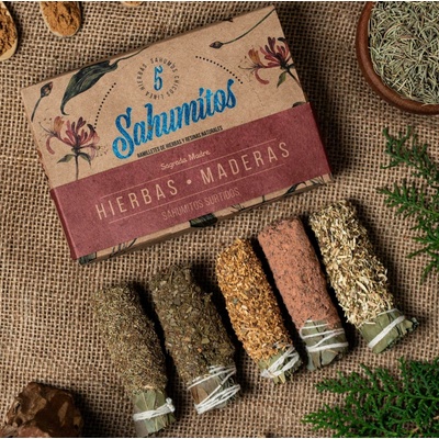 Sagrada Madre Sada vonných vykuřovacích svazků Mix aromatická dřeva a byliny 5 ks