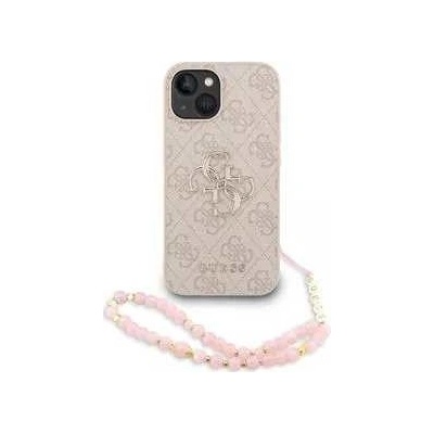 Guess PU 4G Metal Logo Strap Zadní Kryt pro iPhone 15 Pink – Zboží Živě