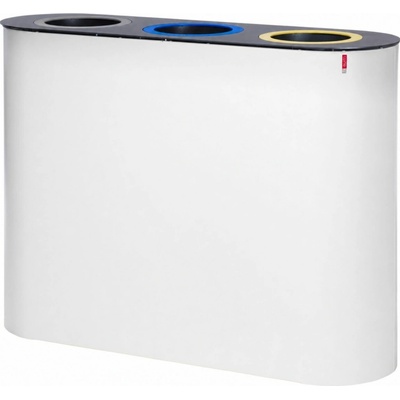 Lune sestava na tříděný odpad Split, bílá/černé víko, lakovaná ocel, 3 x 38 l 41153202