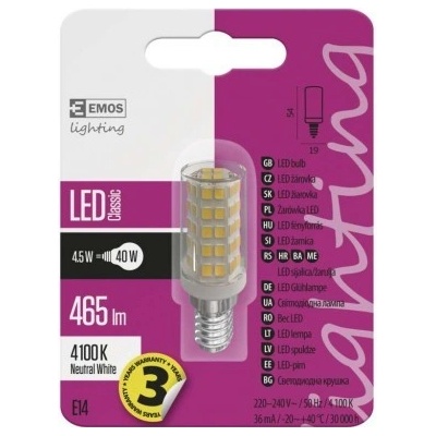 Emos LED žárovka Classic JC E14 4,5 neutrální bílá