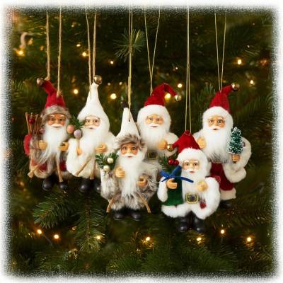 PM Euro-Trading Vianočné ozdoby Santa Claus, sada 6 kusov