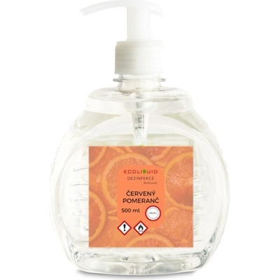 Ecoliquid Antiviral dezinfekce na ruce pumpička červený pomeranč 500 ml
