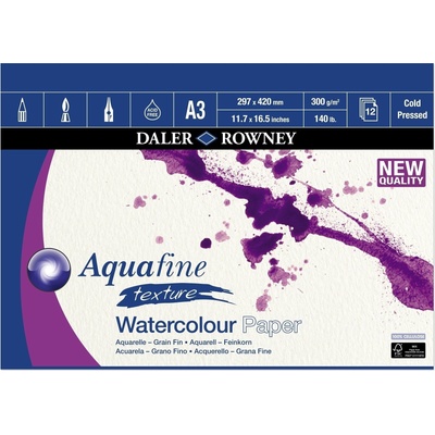 Daler-Rowney Aquafine Texture Watercolour Paper Aquafine Скицник 12 A3 300 g (403660300)
