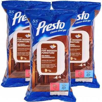 PRESTO ČISTIACE OBRÚSKY NA DREVENÝ NÁBYTOK 55 ks / 143
