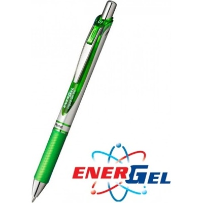 Pentel Автоматичен ролер Pentel Energel BL77, зелен цвят на писане, дебелина на линията 0.7 mm, гел, сребрист, цената е за 1бр. (продава се в опаковка от 12бр. ) (OK26812)