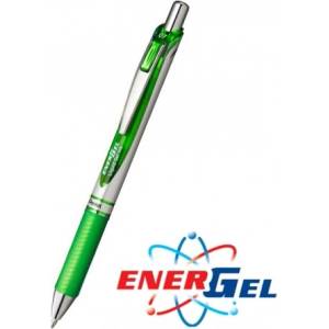 Pentel Автоматичен ролер Pentel Energel BL77 26812, зелен цвят на писане, дебелина на линията 0.7 mm, гел, сребрист, цената е за 1бр. (продава се в опаковка от 12бр. ) (OK26812)
