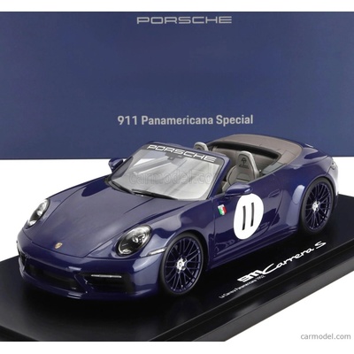 Carrera Spark-model Porsche 911 992 Carrera S Cabriolet Open N 11 2024 La Panamericana 1952 Con Vetrina With Showcase modrá 1:18