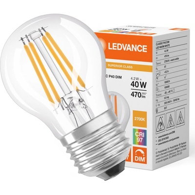 LEDVANCE Osram LED CLASSIC P 40 DIM CRI97 S 4.2W 927 FIL CL E27