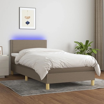 vidaXL Боксспринг легло с матрак и LED, таупе, 100x200 см, плат (3133617)