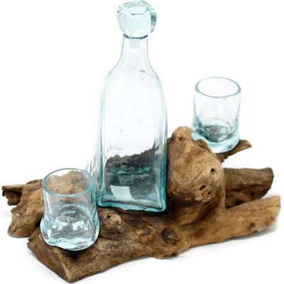 Roztavené Sklo na Dreve - Whiskey Set