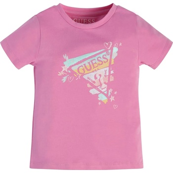Image 1 of GUESS Розова тениска с къс ръкав с цветна щампа отпред за момиче Guess