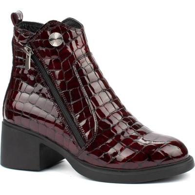 Дамски лачени боти в цвят бордо