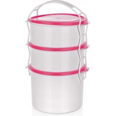 BANQUET Jídlonosič plastový APETIT, 3 díly, malinová