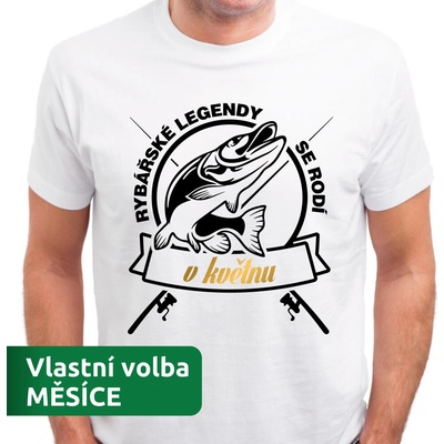 Pánské tričko Rybářská LEGENDA narozen v MĚSÍCI Měsíc: Květen bílá