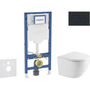 Geberit Duofix - Комплект за монтаж пред стена, тоалетна Oudee и седалка със система „softclose, бутон Sigma20, матово черно/черно SANI11CA5157 (SANI11CA5157)