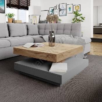 Mirjan24 Масичка за кафе NENANI 34x70 см сив/дъб вотан (MJ0114)