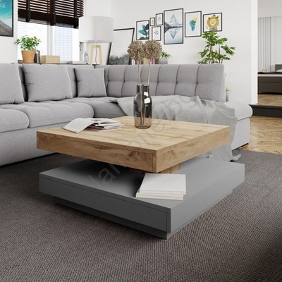 Mirjan24 Масичка за кафе NENANI 34x70 см сив/дъб вотан (MJ0114)