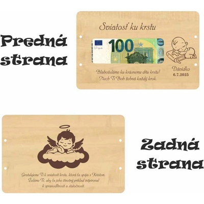 Drevená obálka na peniaze pre chlapca - Sviatosť ku krstu