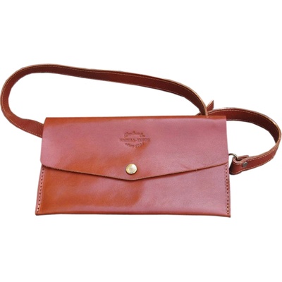 Triton kožená ručně šitá mini crossbody kabelka TEFERI koňak