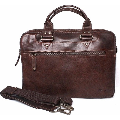 Marta Ponti 009 luxusní kožená hladká hnědá business taška aktovka – Zboží Dáma