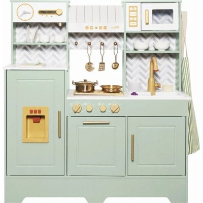 Derrson XXL dřevěná kuchyňka zelená s tekoucí vodou a párou – Sleviste.cz