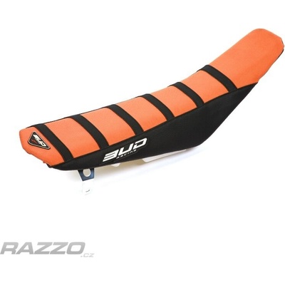 Potah sedla BudRacing Seat Cover FullTraction KTM SX85 18-24 OrangeBlack Stripes