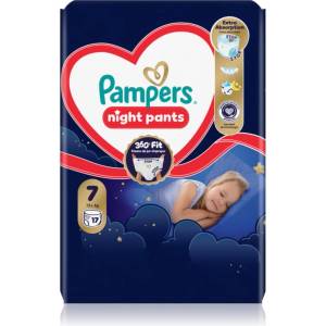 Pampers Night Pants Size 7 еднократни пелени гащички за нощ 15+ kg 17 бр