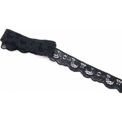 Elastická čipka - čierna - šířka 2,2 cm