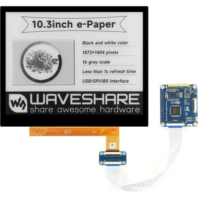 Waveshare 10.3inch e-Paper E-Ink Display (G), 1872×1404 pixels, Black / White, With Driver HAT