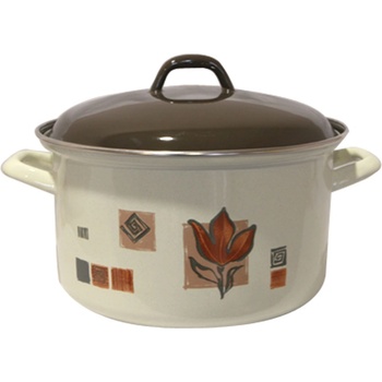 24 см (6, 3 л. ) емайлирана тенджера с метален капак разцветка Рустика (317+339/24 (12-1722))