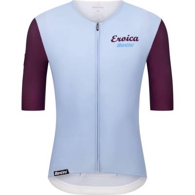 Santini Фланелка с къс ръкав за колоездене Santini Eroica Borgo Jersey Cycling jersey - Azzurro - размер 3XL (056-3913-0117)