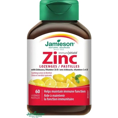 Jamieson zinok s vitamínmi C a D3 pastilky s príchuťou citróna 60 ks